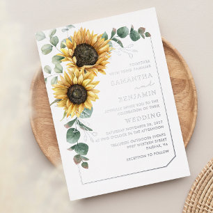 Floral Sunflower Eucalyptus Wedding Silver
