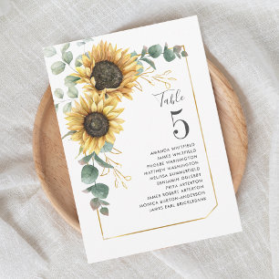 Floral Sunflower Eucalyptus Wedding Table Number 5