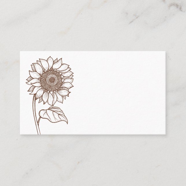 Floral Sunflower Flower Brown Country Wedding Place Card (Front)