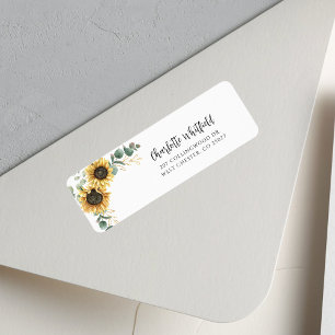 Floral Sunflower Foliage Script Return Address