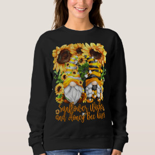 Floral Sunflower Gnome For Women With Cute Honey B Sweatshirt