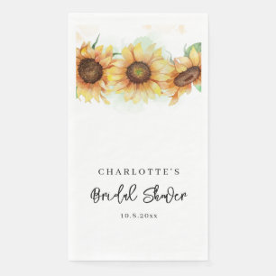 Floral Sunflower Greenery Bridal Shower Napkin