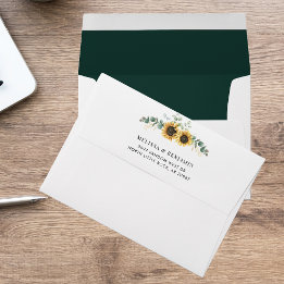 Floral Sunflower Greenery Custom Wedding Envelope