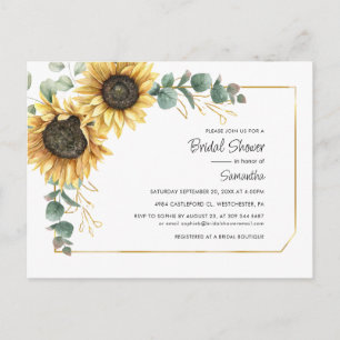 Floral Sunflower Greenery Geometric Bridal Shower Invitation Postcard