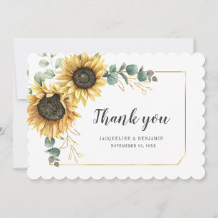 Floral Sunflower Greenery Wedding Thank You Card