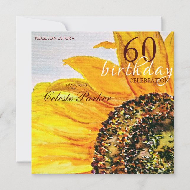 Floral Sunflower Milestone Birthday Invitation (Front)