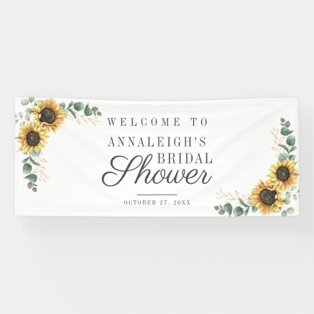 Floral Sunflower Modern Bridal Shower Welcome Banner (Horizontal)