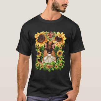 Floral Sunflower Mom Pattern Cute German Shepherd  T-Shirt
