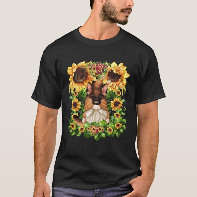Floral Sunflower Mom Pattern Cute German Shepherd  T-Shirt (Front)
