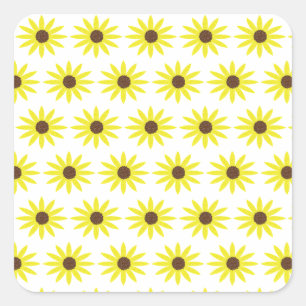 Floral Sunflower Patterns Golden Yellow Flowers Square Sticker