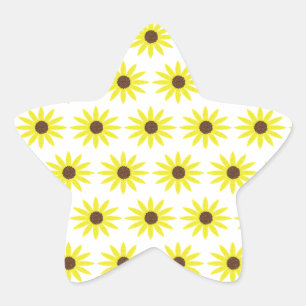 Floral Sunflower Patterns Golden Yellow Flowers Star Sticker