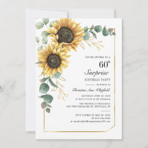Floral Sunflower Script 60th Birthday Invitation
