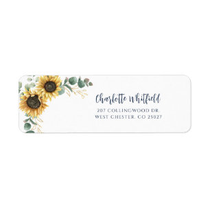 Floral Sunflower Script Return Address