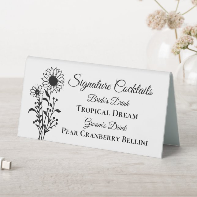 Floral Sunflower Signature Cocktails Wedding Bar (In SItu (Table))