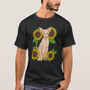 Floral Sunflower Sphynx Cat Lover T-Shirt