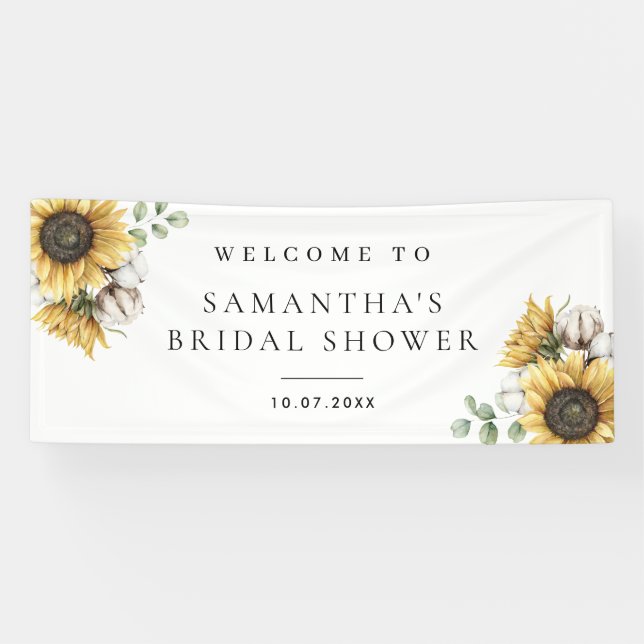 Floral Sunflower Summer Bridal Shower Banner (Horizontal)