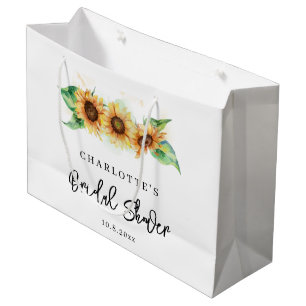 Floral Sunflower Watercolor Bridal Shower Large Gift Bag