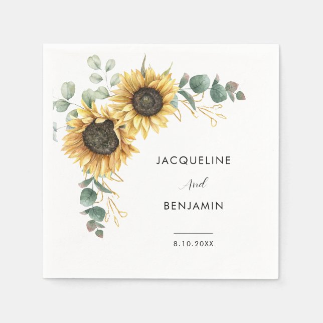 Floral Sunflower Wedding Napkin (Front)