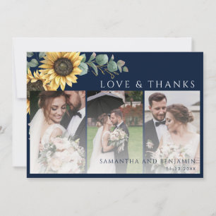 Floral Sunflower Wedding Photo Thank You