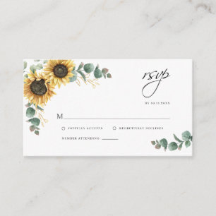 Floral Sunflower Wedding RSVP Enclosure Card