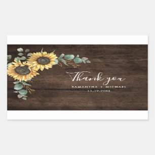 Floral Sunflower Wedding Rustic Thank You Rectangular Sticker