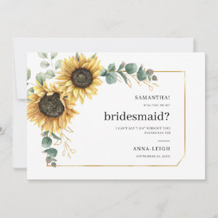 Floral Sunflower Will You Be My Bridesmaid Card