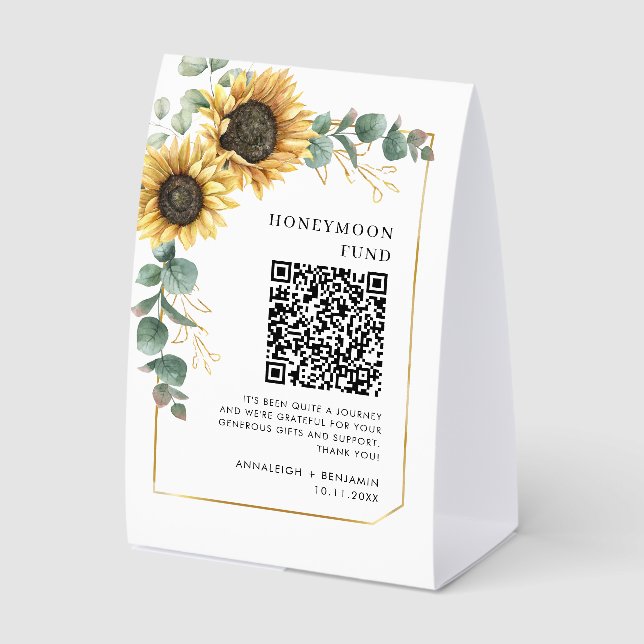 Floral Sunflower with QR Code Honeymoon Fund (Front)