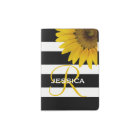 Floral Sunflower Yellow Black Stripes Monogram