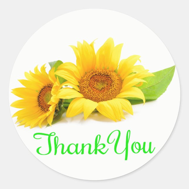 Floral Sunflower Yellow Sunflower Classic Round Sticker (Front)