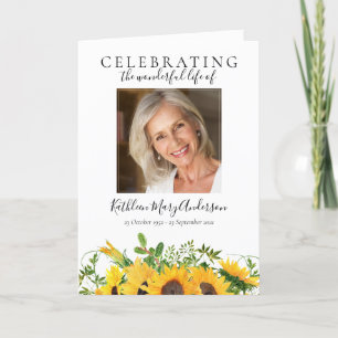 Floral Sunflowers Photos Folded Memorial Funeral Programme