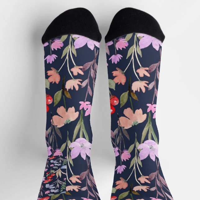 Floral Surface Pattern Fashion Botanical           Socks (Top)