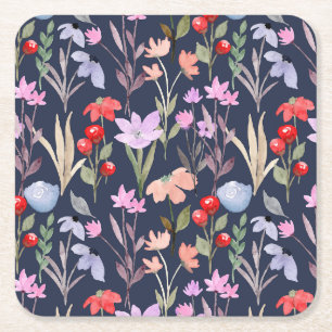 Floral Surface Pattern Fashion Botanical Square Paper Coaster