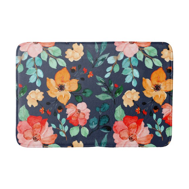 Floral Surface Pattern- Fashion Decorative Spring  Bath Mat (Front)