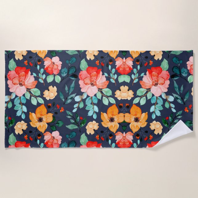 Floral Surface Pattern- Fashion Decorative Spring  Beach Towel (Front)