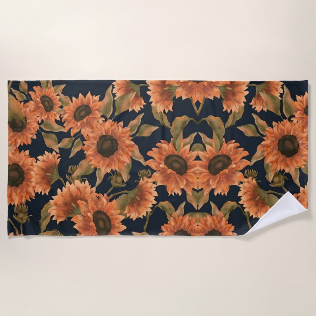 Floral Surface Pattern-Fashion Decorative Tropical Beach Towel (Front)