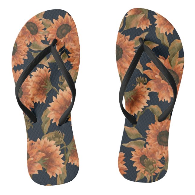 Floral Surface Pattern-Fashion Decorative Tropical Flip Flops (Footbed)