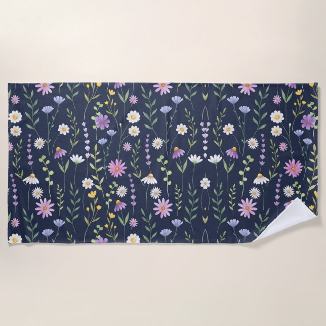 Floral Surface Pattern-Fashion Spring Flowers      Beach Towel (Front)