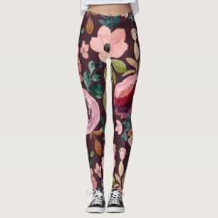 Floral Surface Pattern-Fashion Watercolor Colourfu Leggings