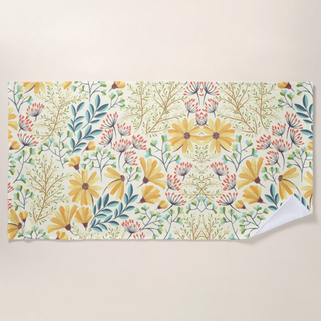 Floral Surface Pattern- Stylish Abstract Wallpaper Beach Towel (Front)