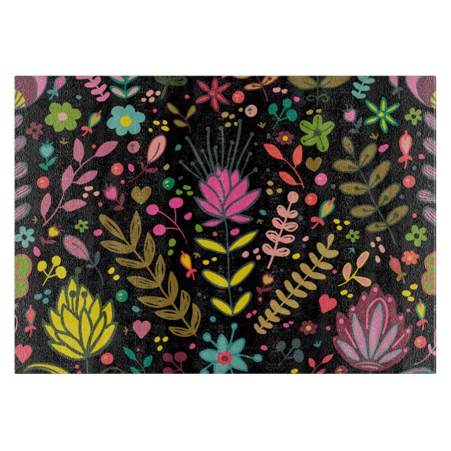 Floral Surface Pattern- Stylish Flowers Wallpaper  Cutting Board (Front)