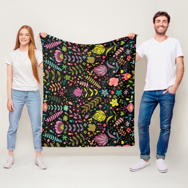Floral Surface Pattern- Stylish Flowers Wallpaper  Fleece Blanket (In Situ)