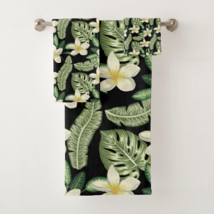 Floral surface pattern Tropical flowers and leaves Bath Towel Set