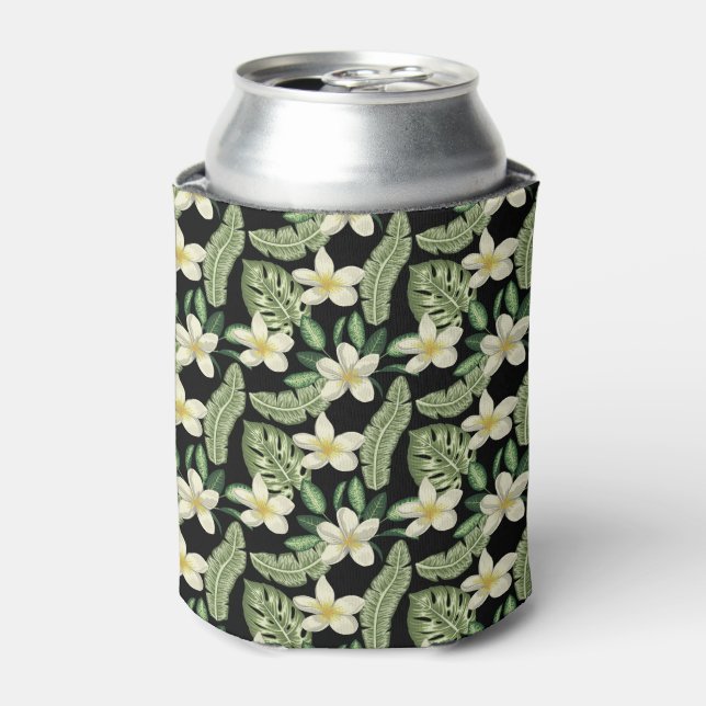 Floral surface pattern Tropical flowers and leaves Can Cooler (Can Front)