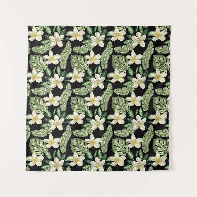 Floral surface pattern Tropical flowers and leaves Tapestry (Front)