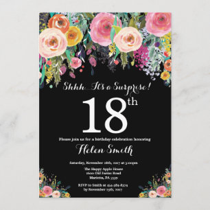 Floral Surprise 18th Birthday Invitation