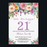 Floral Surprise 21st Birthday Invitation Purple<br><div class="desc">Floral Surprise 21st Birthday Invitation for Women. Watercolor Floral Flower. Pink, Yellow, Orange, Purple Flower. Adult Birthday. 30th 40th 50th 60th 70th 80th 90th 100th 13th 15th 16th 18th 20th 21st Any Age. For further customisation, please click the "Customise it" button and use our design tool to modify this template....</div>