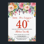 Floral Surprise 40th Birthday Invitation Red<br><div class="desc">Floral Surprise 40th Birthday Invitation for Women. Watercolor Floral Flower. Red, Pink, Yellow, Orange, Purple Flower. Adult Birthday. 30th 40th 50th 60th 70th 80th 90th 100th 13th 15th 16th 18th 20th 21st Any Age. For further customisation, please click the "Customise it" button and use our design tool to modify this...</div>