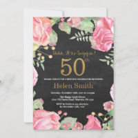 Floral Surprise 50th Birthday Gold Glitter