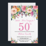 Floral Surprise 50th Birthday Invitation Pink<br><div class="desc">Floral Surprise 50th Birthday Invitation for Women. Watercolor Floral Flower. Pink, Yellow, Orange, Purple Flower. Adult Birthday. 30th 40th 50th 60th 70th 80th 90th 100th 13th 15th 16th 18th 20th 21st Any Age. For further customisation, please click the "Customise it" button and use our design tool to modify this template....</div>