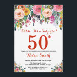 Floral Surprise 50th Birthday Invitation Red<br><div class="desc">Floral Surprise 50th Birthday Invitation for Women. Watercolor Floral Flower. Red, Pink, Yellow, Orange, Purple Flower. Adult Birthday. 30th 40th 50th 60th 70th 80th 90th 100th 13th 15th 16th 18th 20th 21st Any Age. For further customisation, please click the "Customise it" button and use our design tool to modify this...</div>